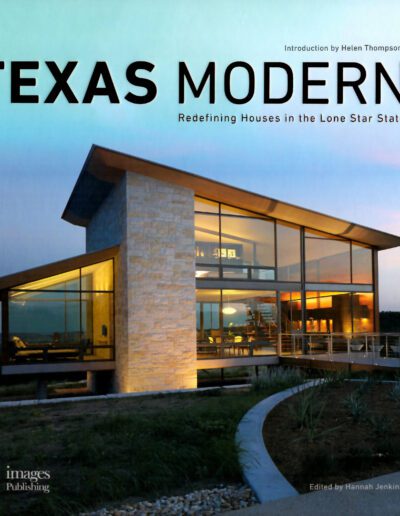 Modern architecture book cover featuring a contemporary texas home at dusk.