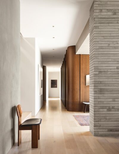 Long modern hallway with earthones