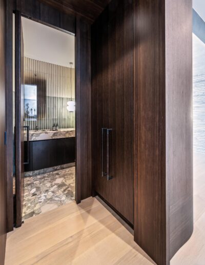 Modern bathroom doorway entrance.